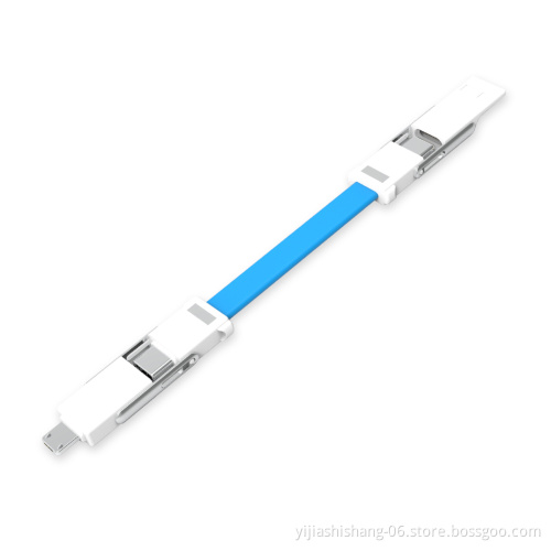 Yijiashishang 3 in 1 Keychain Cable 2A Usb Fast Charging Cable 4 in 1 Charger Cable